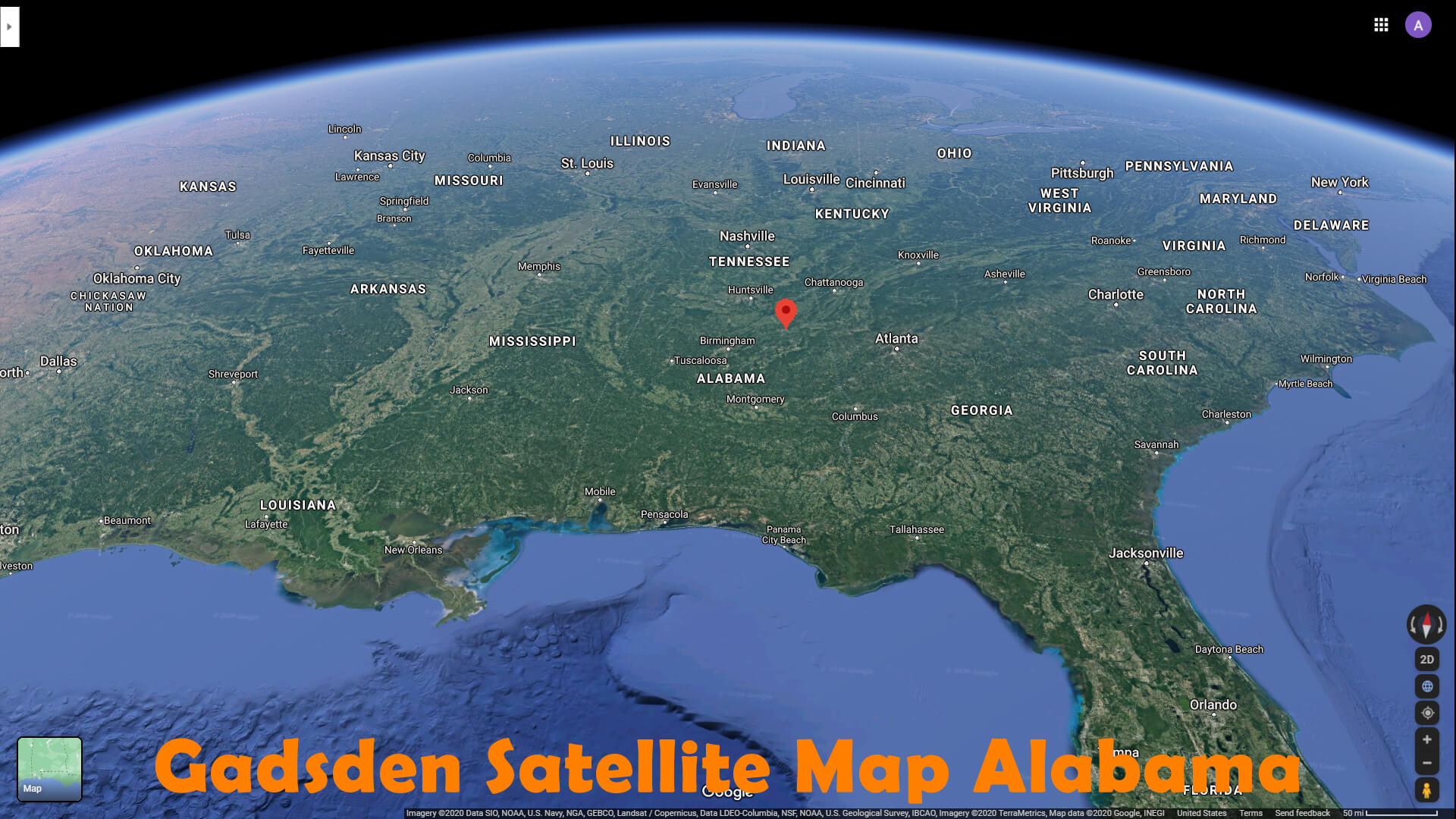 Gadsden Satellite Carte Alabama